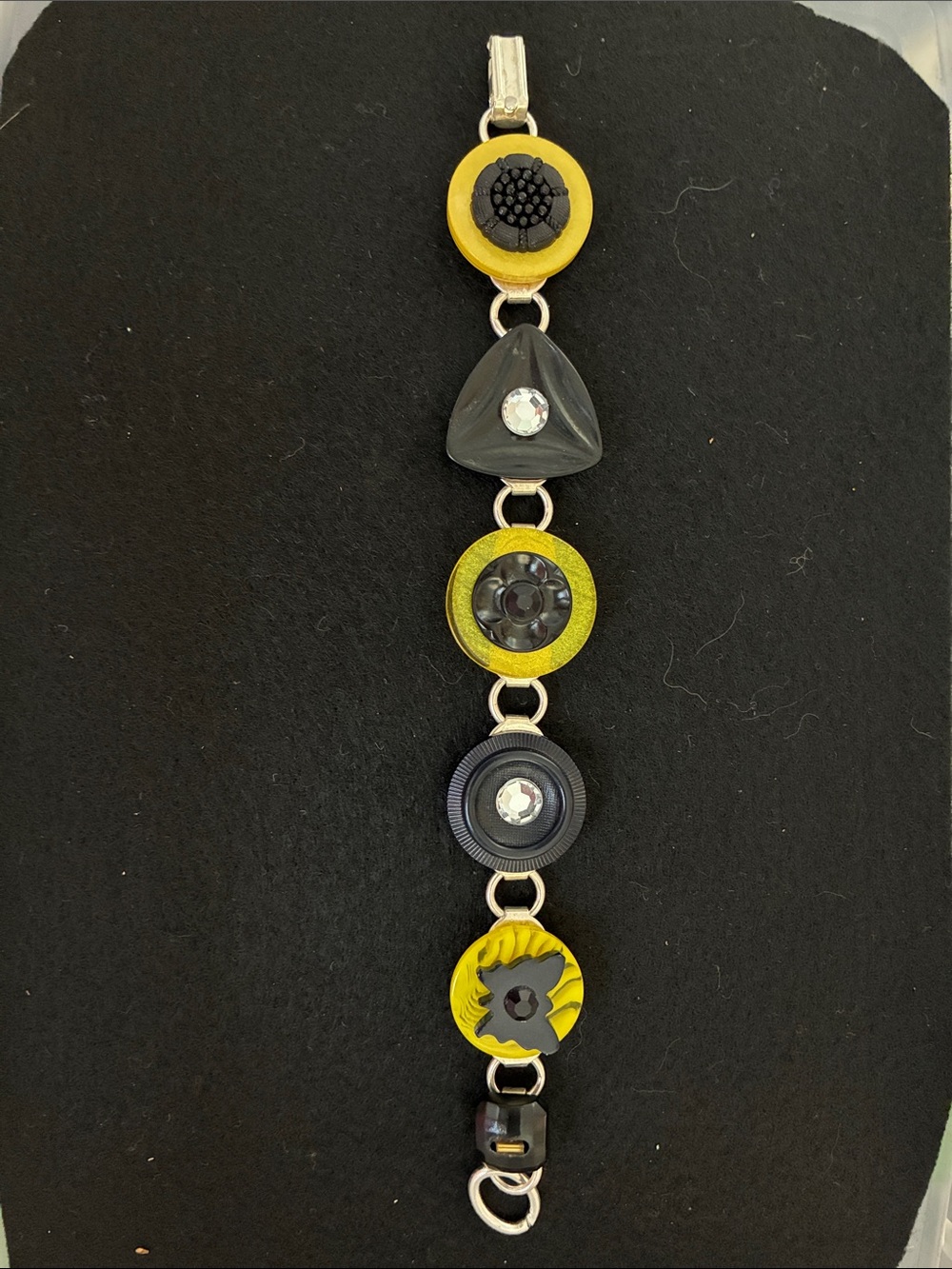 Yellow and Black Button Link Bracelet
